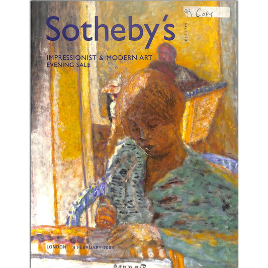 Sotheby's Impressionist and Modern Art Auction Catalog February 4, 2003
