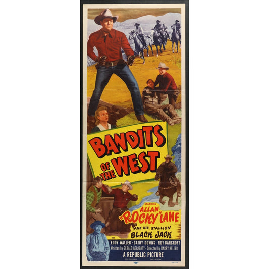 Bandits of the West (1953) Original Western Insert Movie Poster Folded 14x36