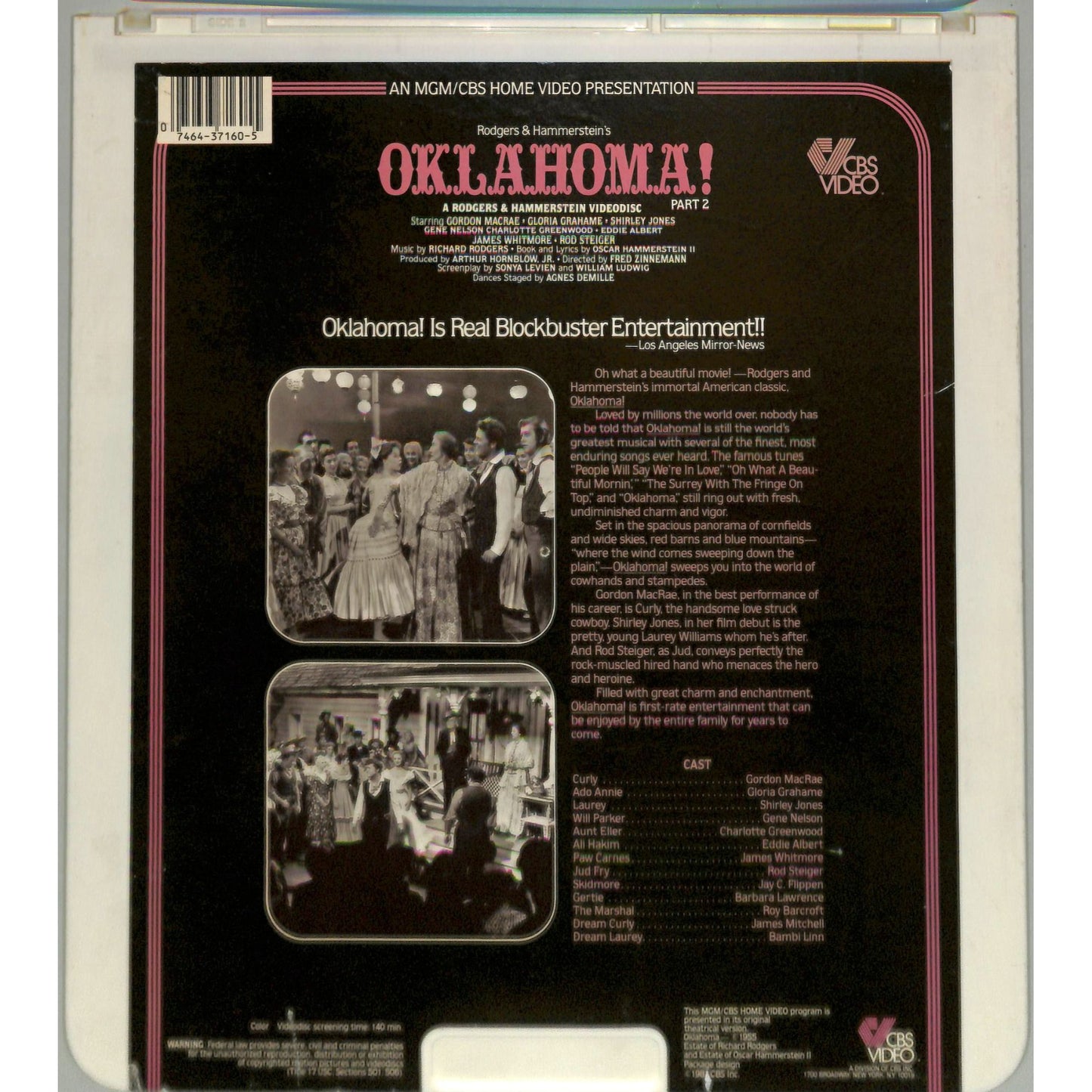 Oklahoma! (1955) Vintage CED Videodisc TESTED WORKING