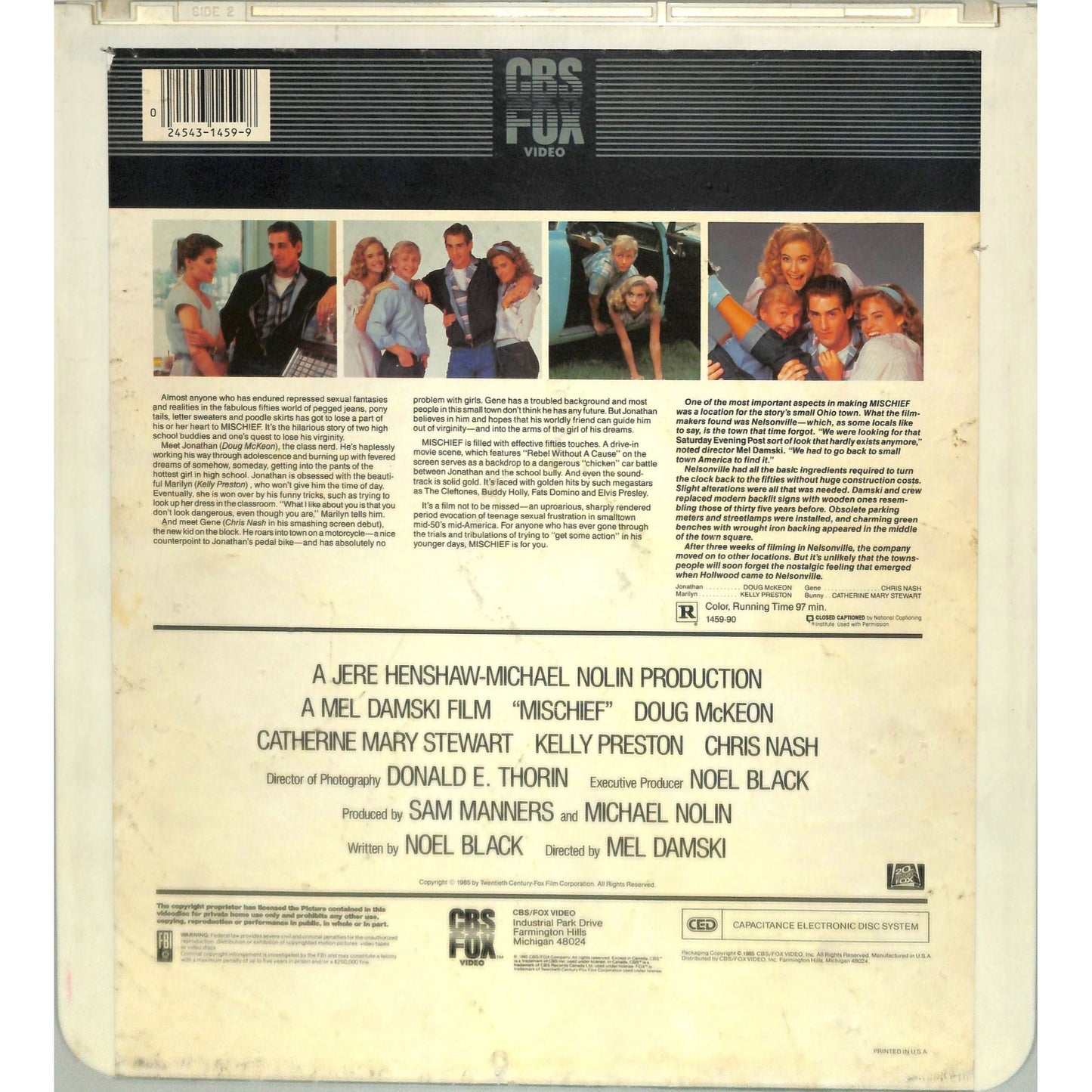 Mischief (1985) Vintage CED Videodisc