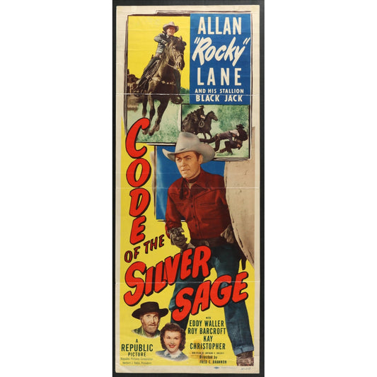 Code of the Silver Sage (1950) Original Western Insert Movie Poster Folded 14x36