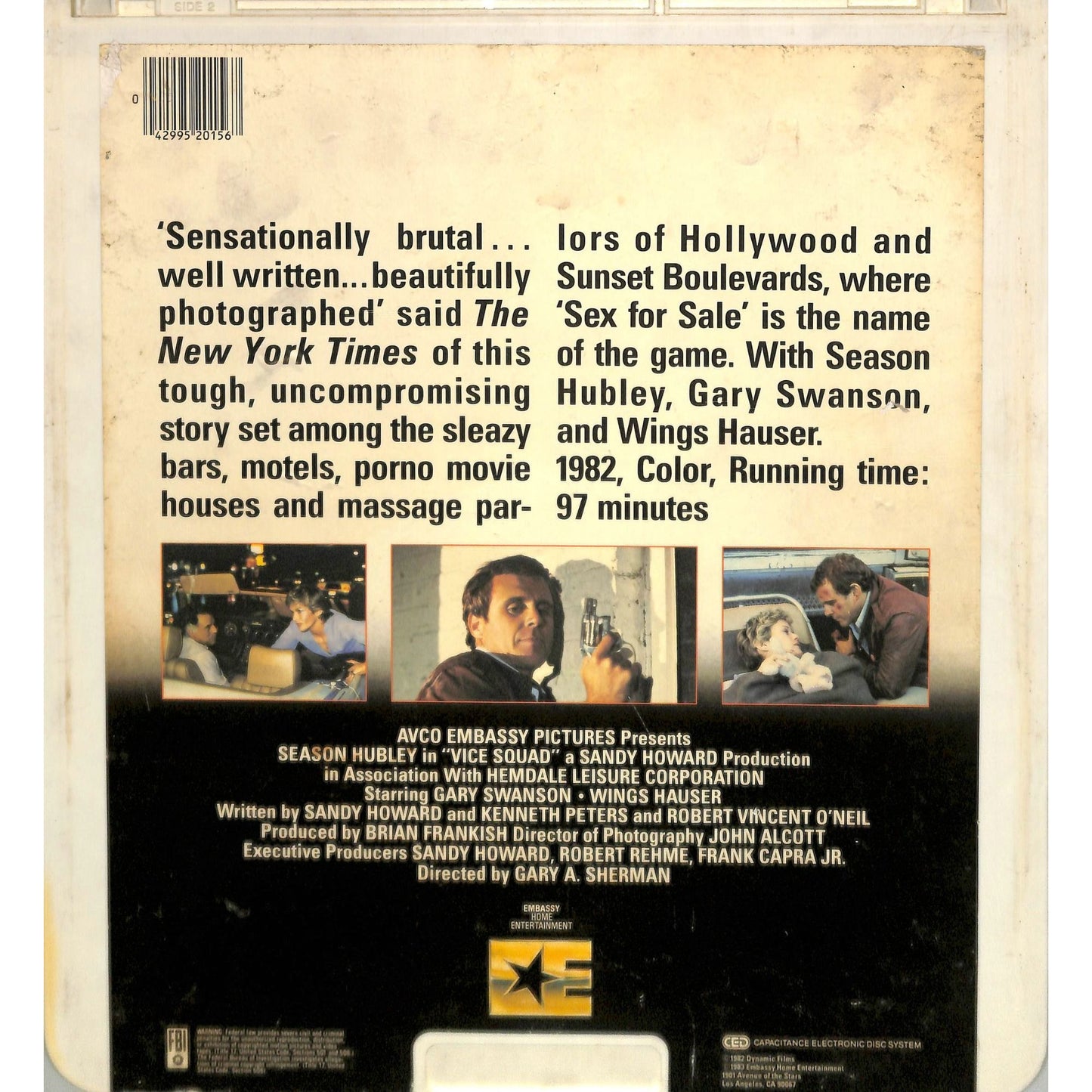Vice Squad (1982) Vintage CED Videodisc