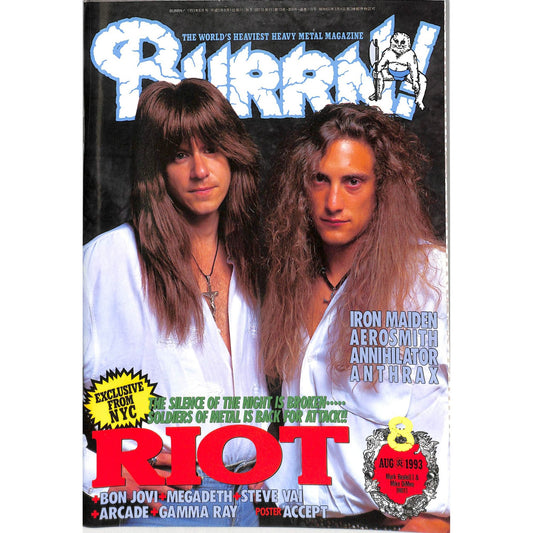 Burrn! Magazine Issue #8 August 1993 Riot Cover Heavy Metal Japan