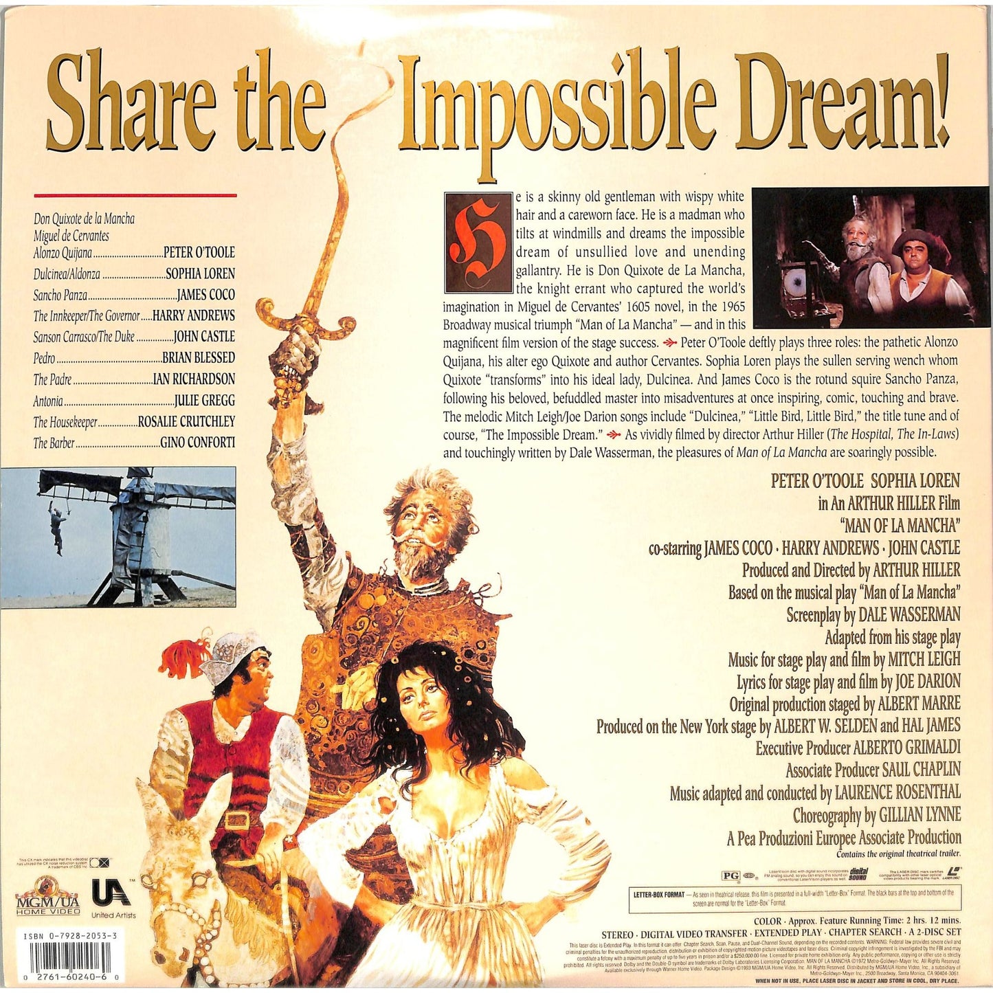 Man of La Mancha (1972) Laserdisc
