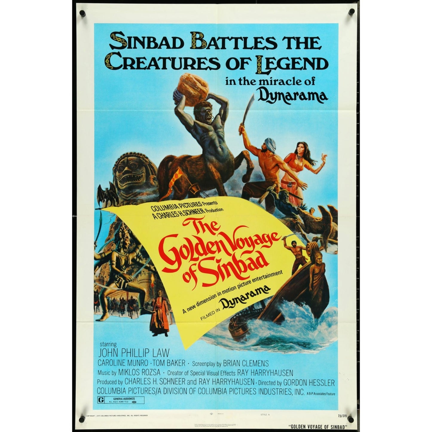 Golden Voyage of Sinbad (1974) Original Movie Poster Folded 27" x 41"