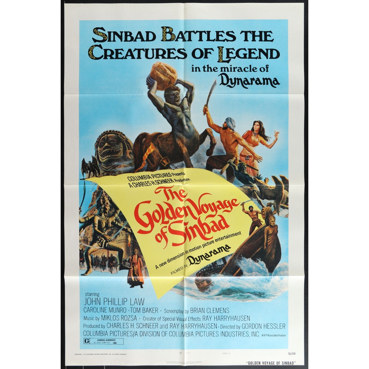 The Golden Voyage of Sinbad (1973) Original Movie Poster Folded 27x41