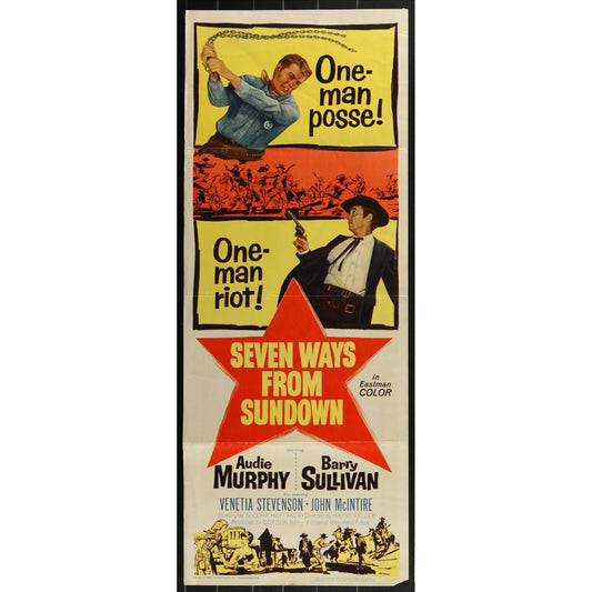 Seven Ways from Sundown (1960) Original Western Insert Movie Poster 14x36