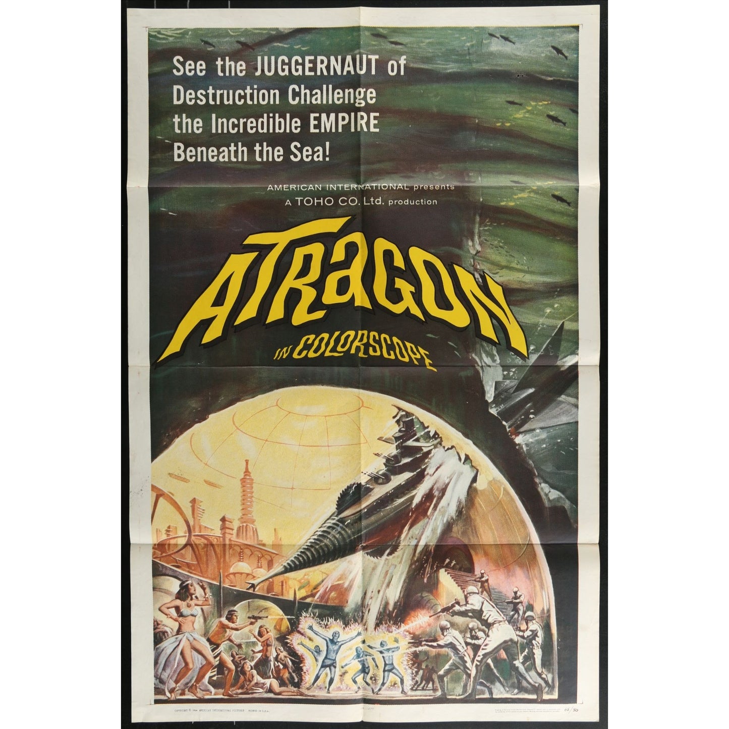 Atragon (1963) Original Movie Poster Folded 27x41