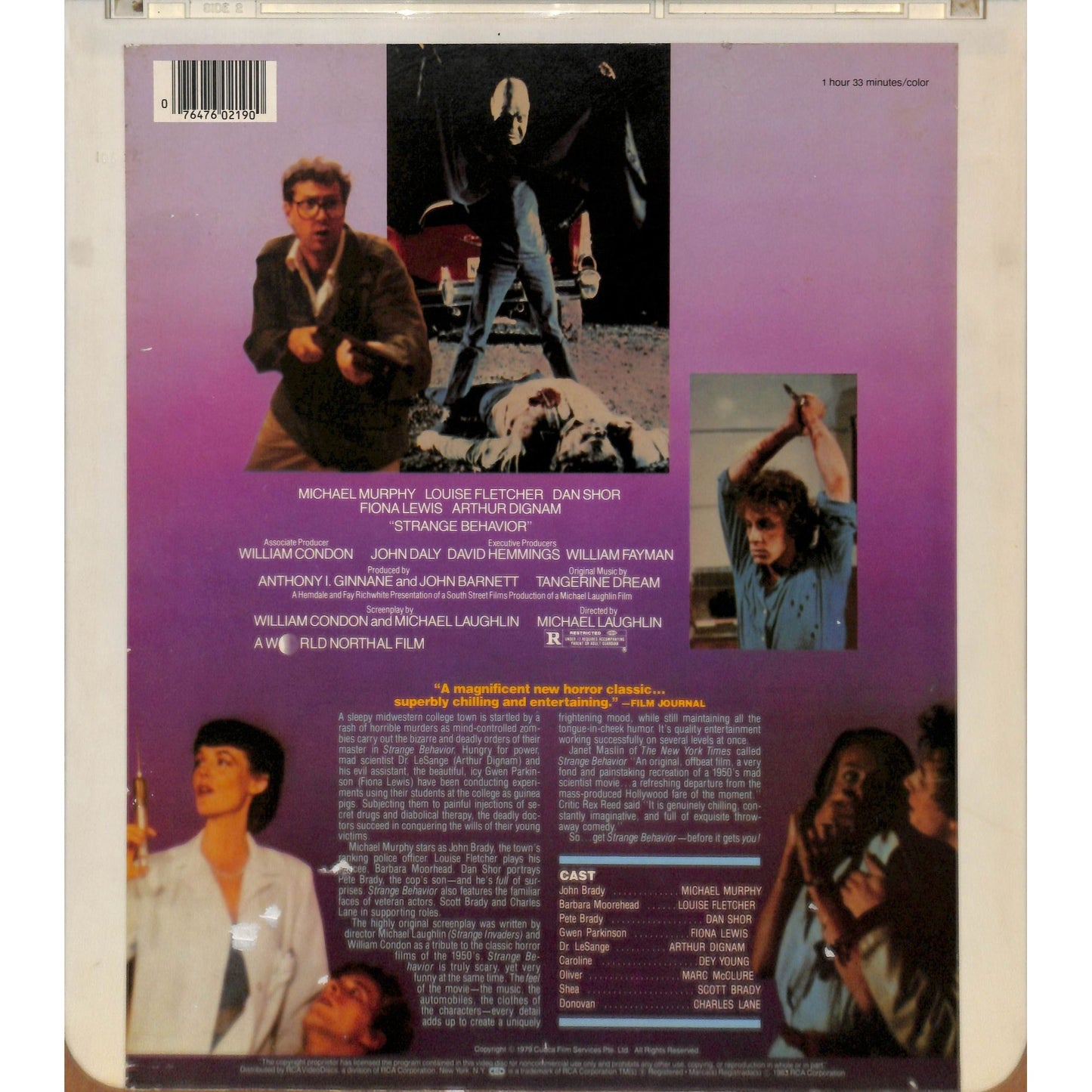 Strange Behavior (1981) CED RCA SelectaVision TESTED WORKING