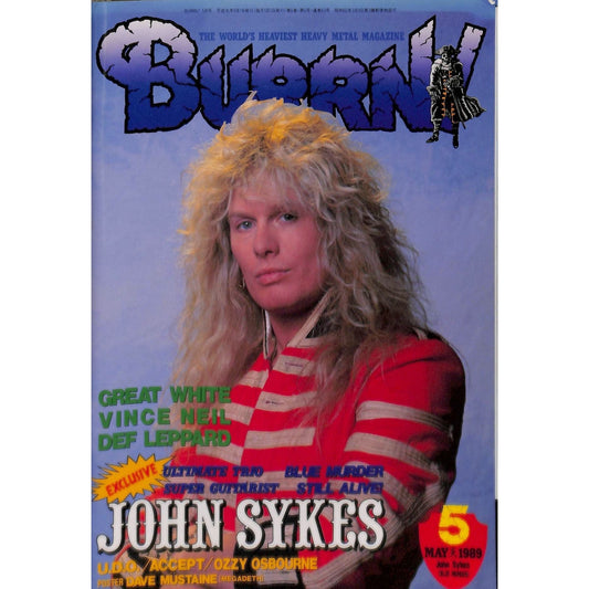 Burrn! Magazine Issue #5 May 1989 John Sykes Cover Heavy Metal Japan