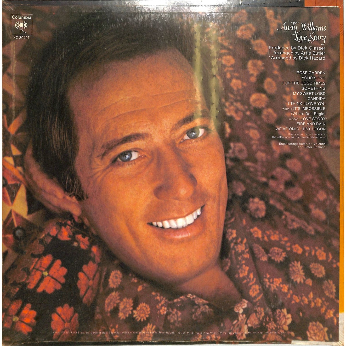 Andy Williams - Love Story (1971) Sealed Vinyl Record KC 30497