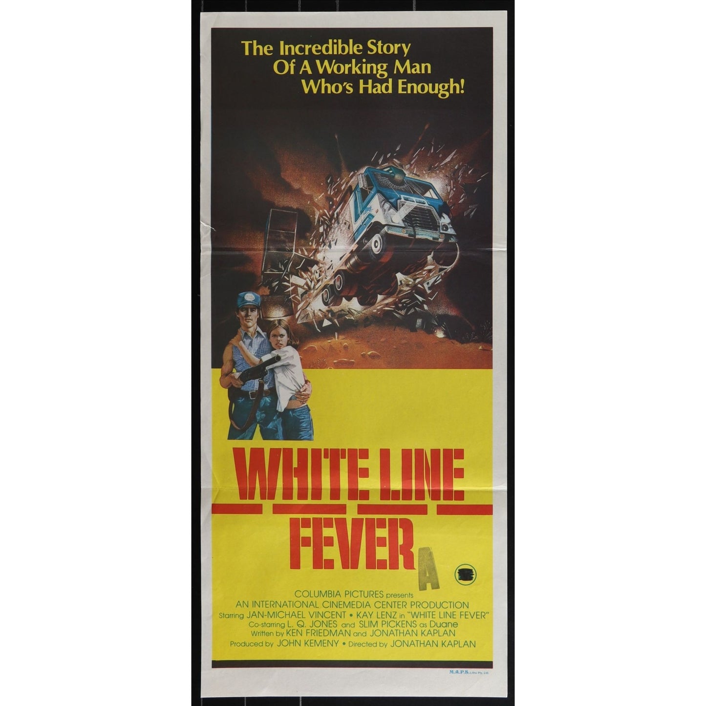 White Line Fever (1975) Original Australian Daybill Poster Folded 13x30