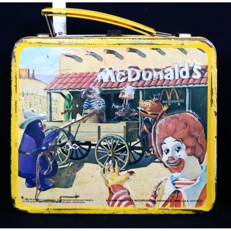 Vintage metal McDonalds Sheriff of Cactus Canyon lunchbox w/ thermos