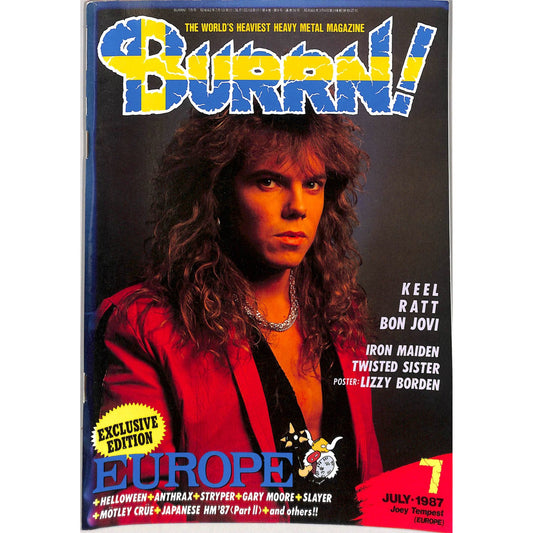 Burrn! Magazine Issue #7 July 1987 Joey Tempest Cover Heavy Metal Japan