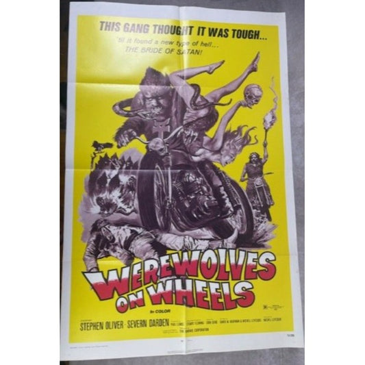 Werewolves on Wheels (1971) Original Folded Movie Poster 27x41