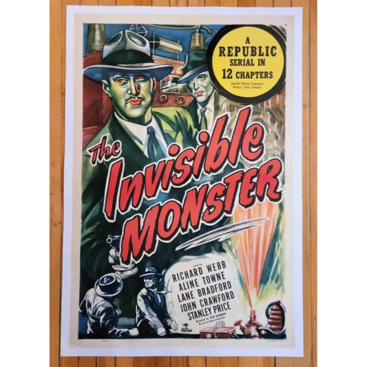 The Invisible Monster (1950) Linenbacked Republic Serial Poster 27x41