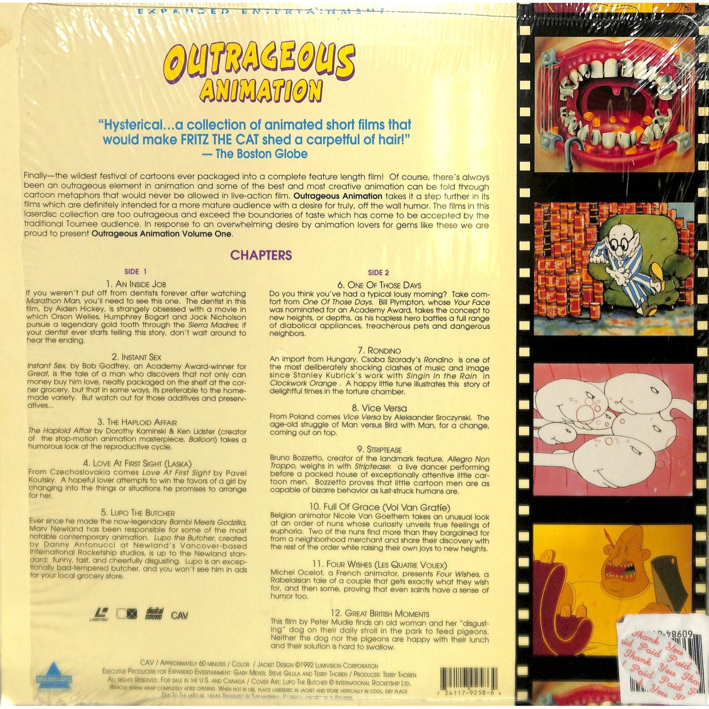 Outrageous Animation (1992) Laserdisc