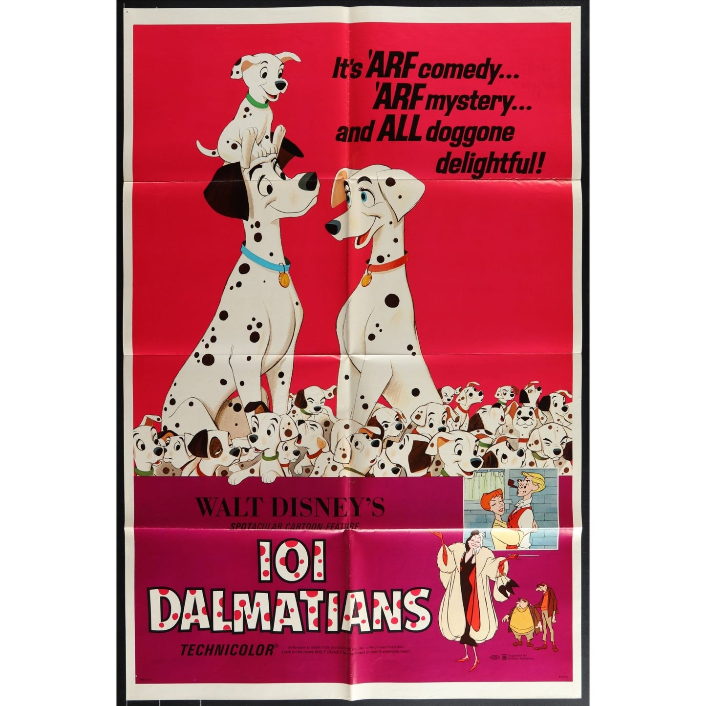 One Hundred and One Dalmatians (1961) Original Movie Poster Folded 27x41