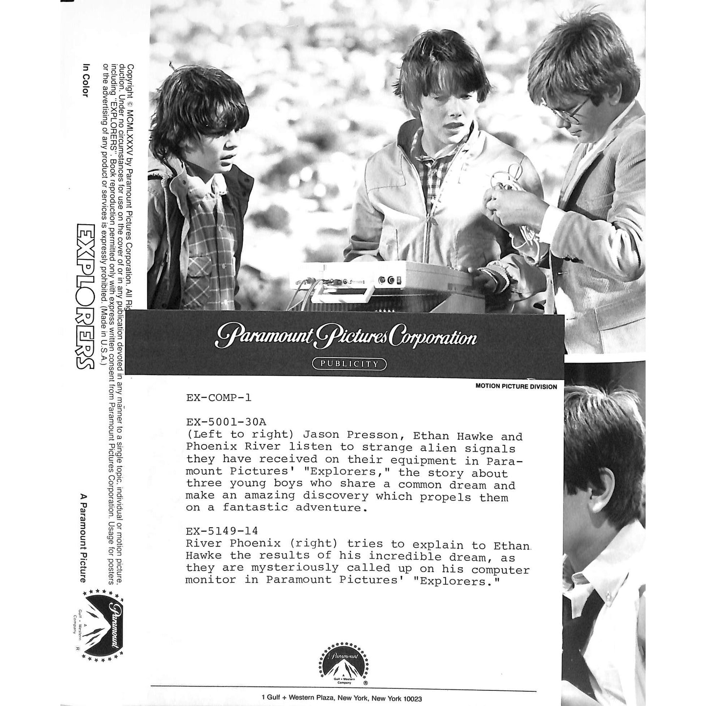 Explorers (1985) Movie Still Full Set 8x10