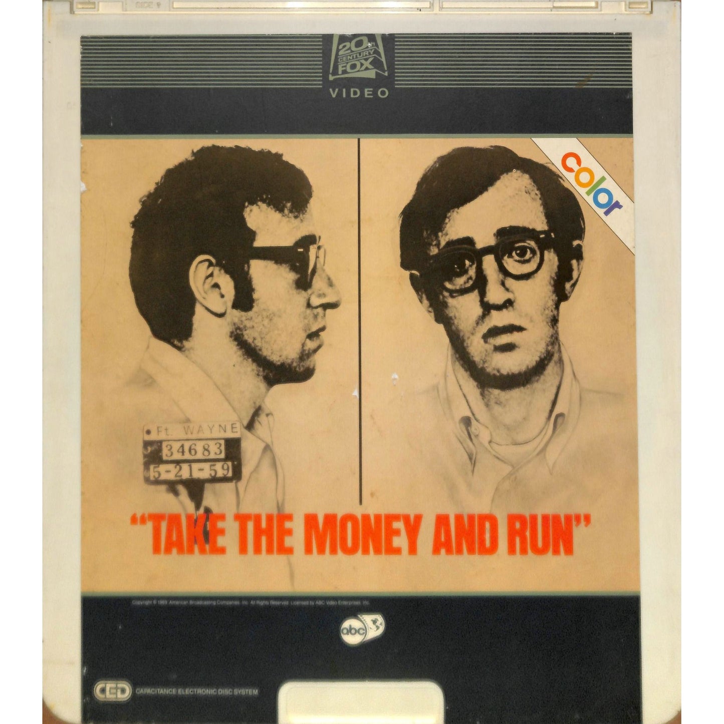 Take The Money and Run (1969) Vintage CED RCA SelectaVision TESTED WORKING