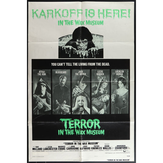 Terror in the Wax Museum (1973) Original Horror Movie Poster Folded 27x41