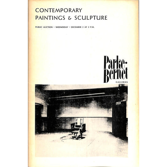 Contemporary Paintings & Sculpture Art Auction Catalog December 2, 1970