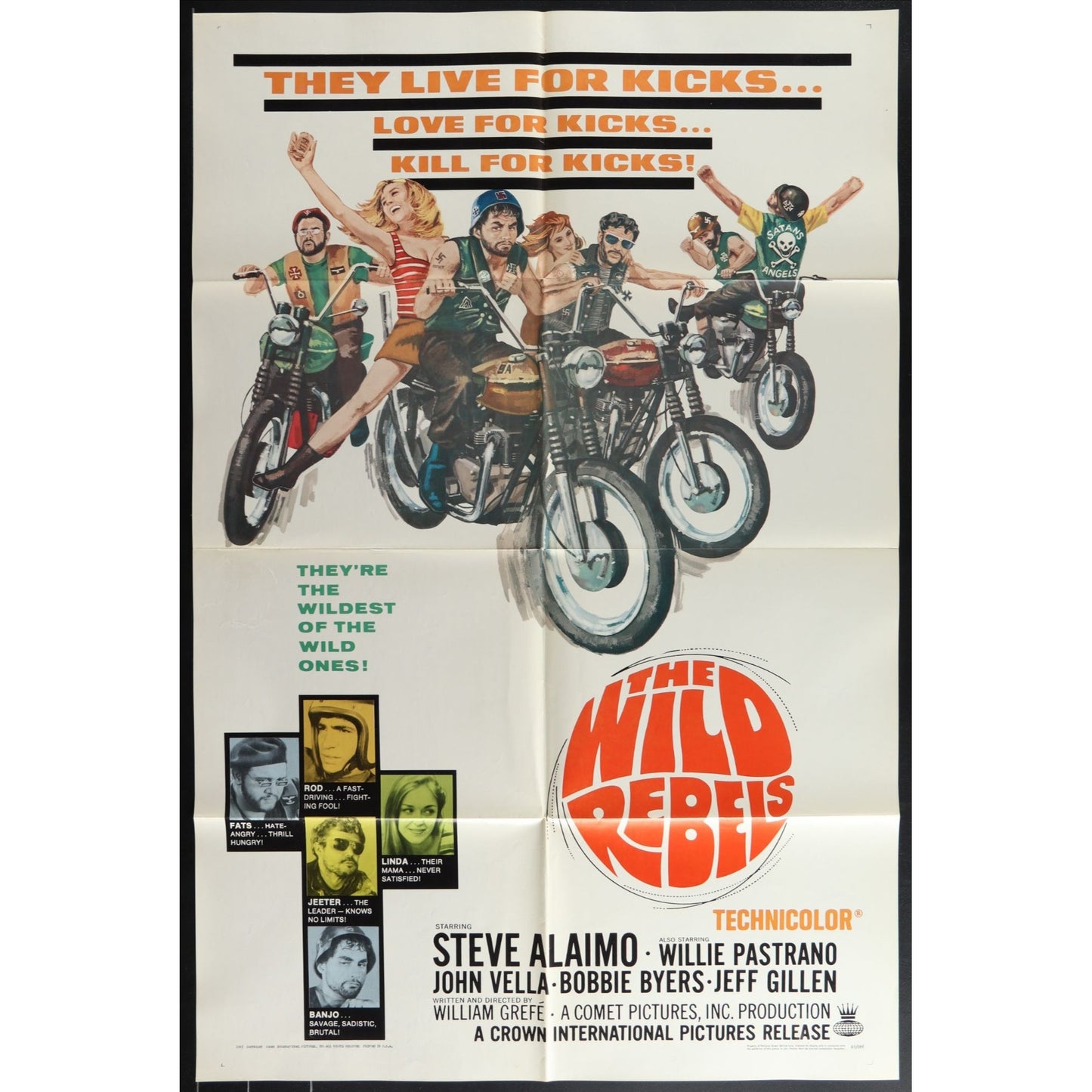 The Wild Rebels (1967) Original Movie Poster Folded 27x41