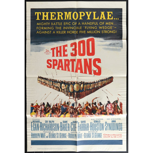 The 300 Spartans (1962) Original Movie Poster Folded 27x41