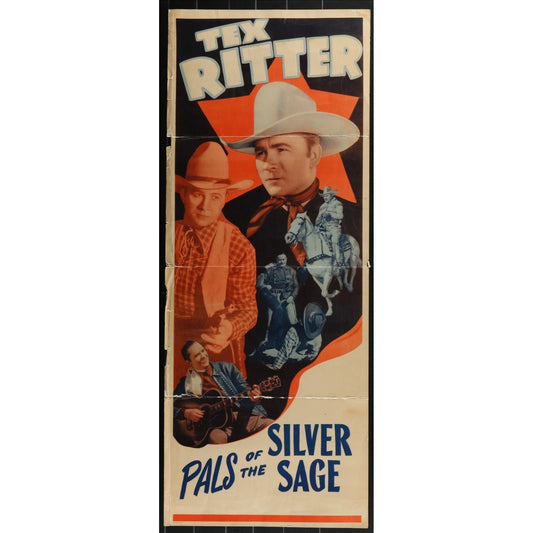 Pals of the Silver Sage (1940) Original Western Insert Movie Poster Folded 14x36