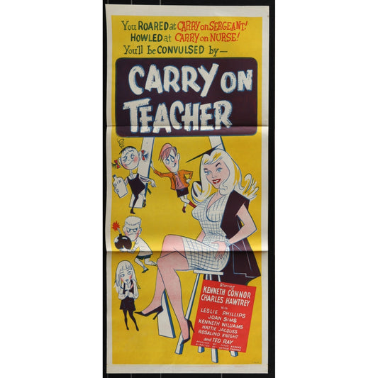 Carry on Teacher (1959) Original Australian Daybill Movie Poster Folded 13x30