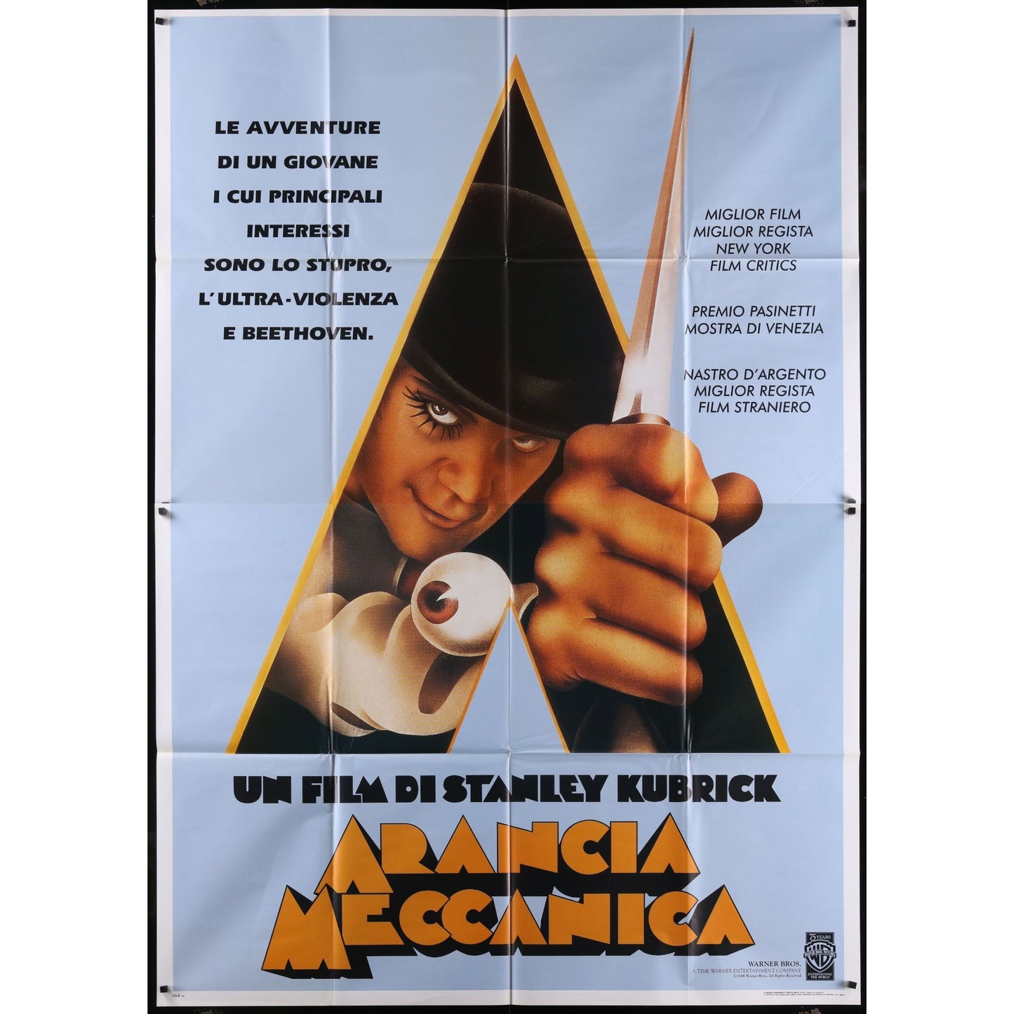 Clockwork Orange (R1998) Original Italian Two-Panels Movie Poster Folded 39x55