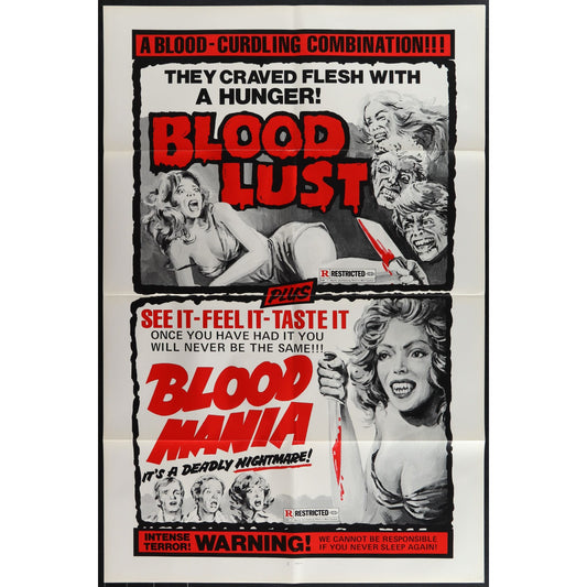 Blood Lust/Blood Mania (1970) Original Movie Poster Folded 27x41