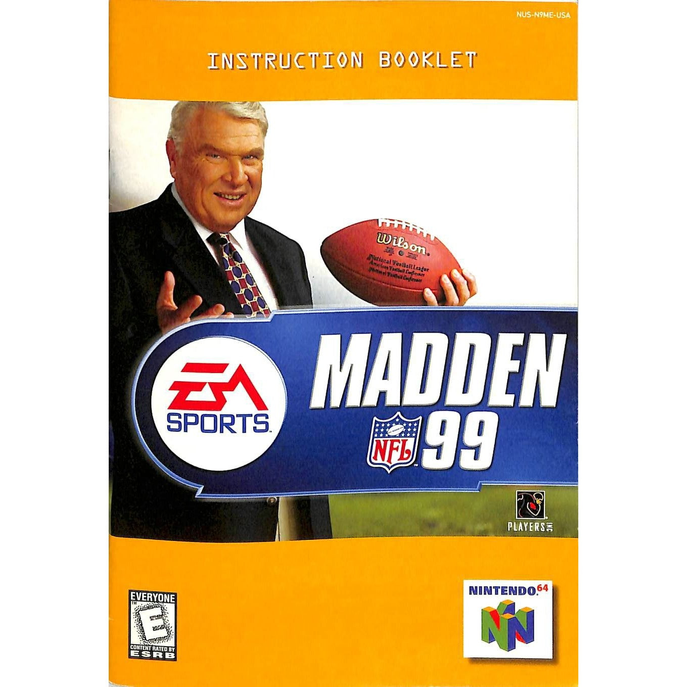 Madden NFL 99 (1998) Nintendo 64 Cartridge + Manual