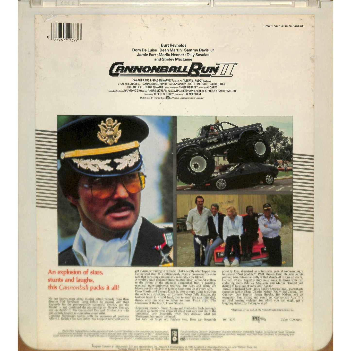 Cannonball Run II (1984) Vintage CED RCA SelectaVision Videodisc TESTEDWORKING