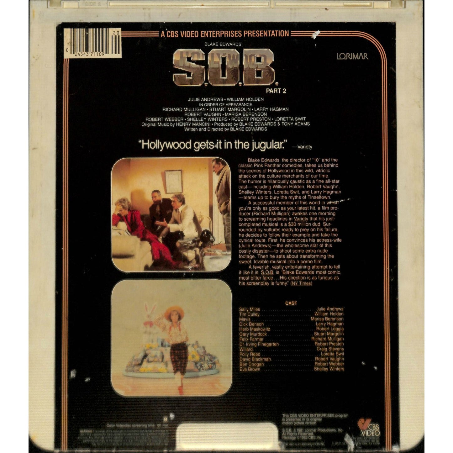 S.O.B. Part 1 & 2 (1981) Vintage RCA CED Videodiscs TESTED WORKING