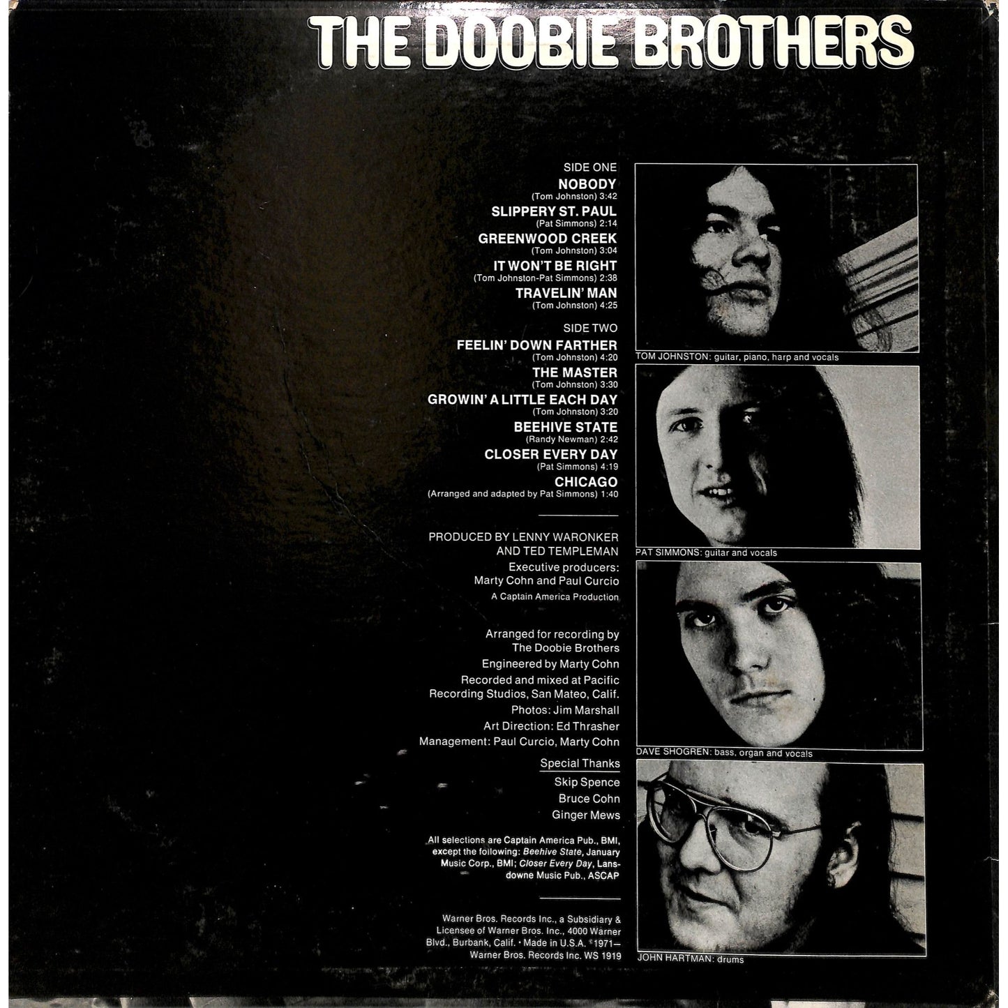 The Doobie Brothers Self-Titled Vinyl Record WS 1919