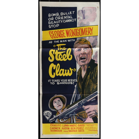 The Steel Claw (1961) Original Australian Daybill Movie Poster Folded 13x30