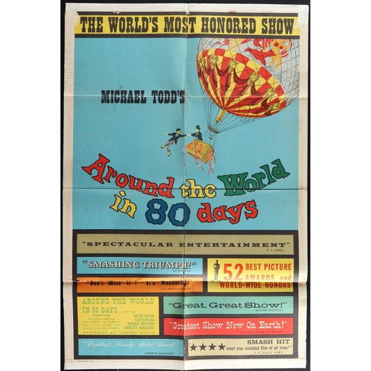 Around the World in 80 Days (1956) Original Movie Poster Folded 27x41