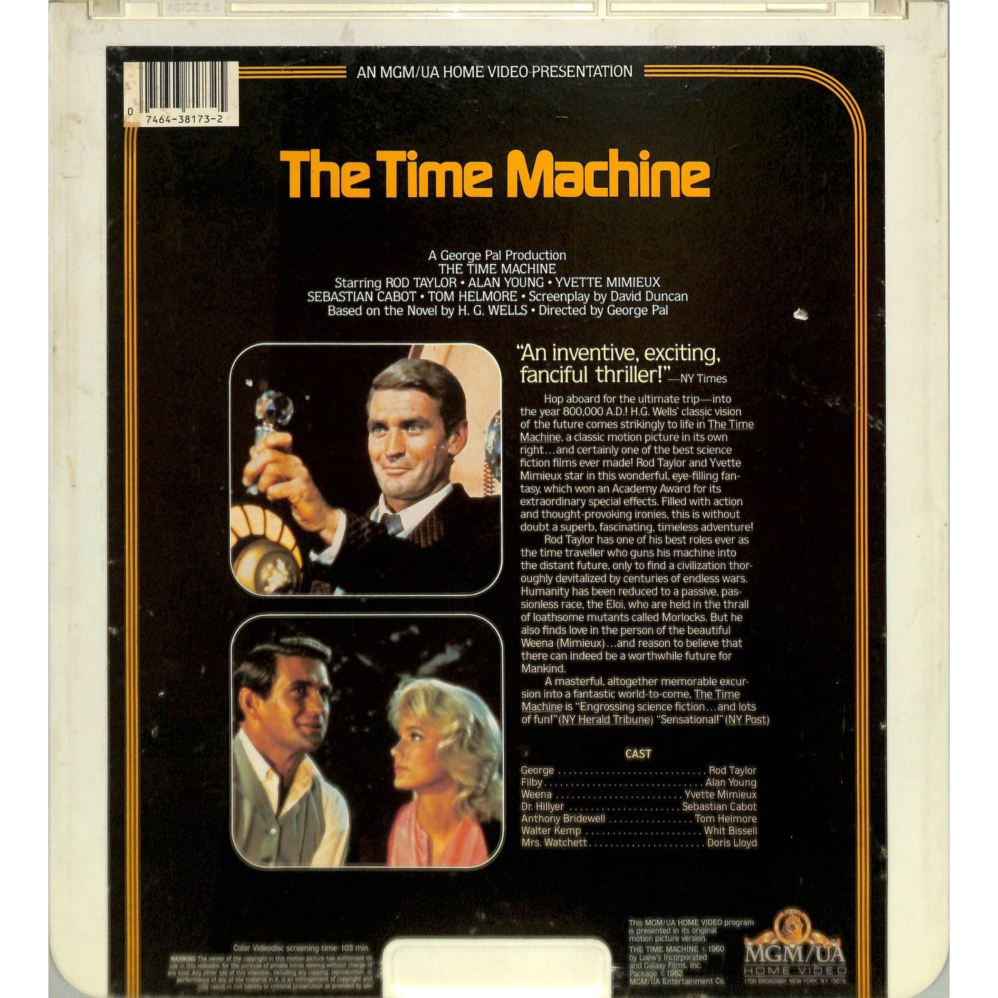 The Time Machine (1960) Vintage CED Videodisc TESTED WORKING