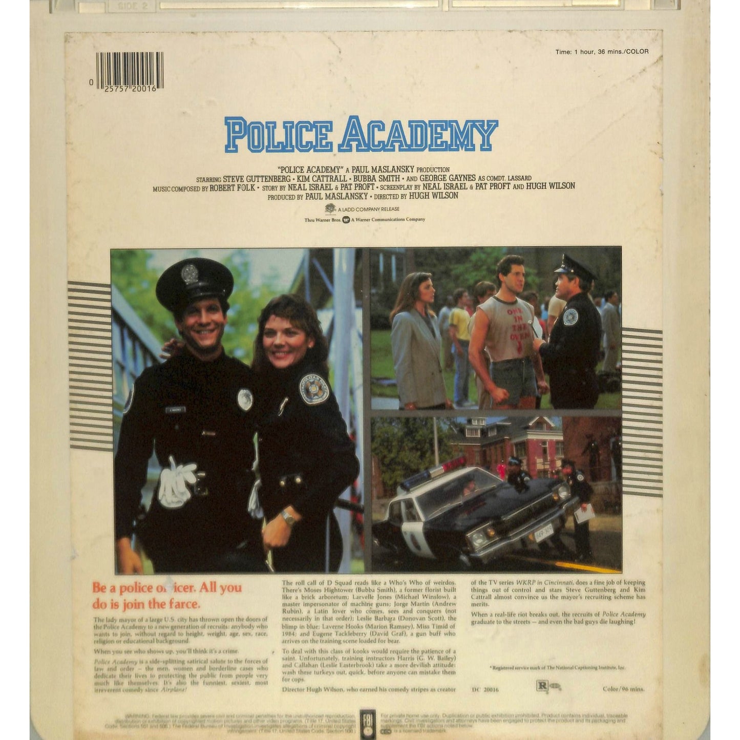 Police Academy (1984) CED RCA SelectaVision TESTED WORKING