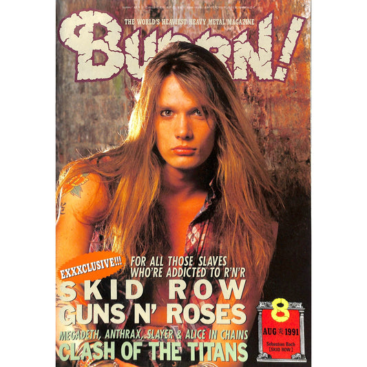 Burrn! Magazine Issue #8 August 1991 Sebastian Bach Cover Heavy Metal Japan