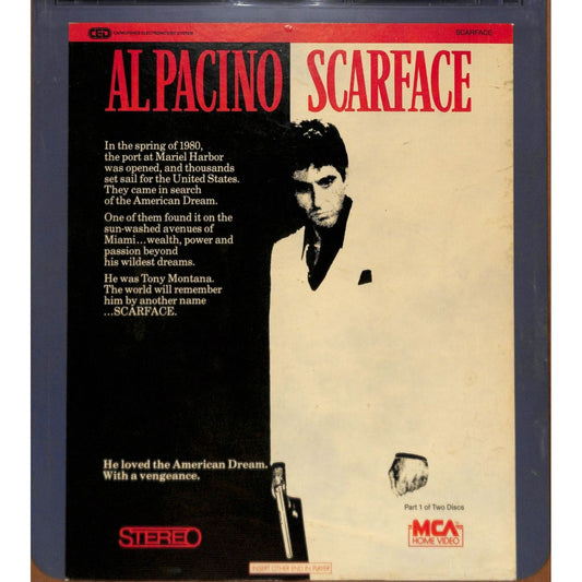 Scarface Part 1&2 (1983) Vintage CED RCA SelectaVision Videodisc TESTED WORKING