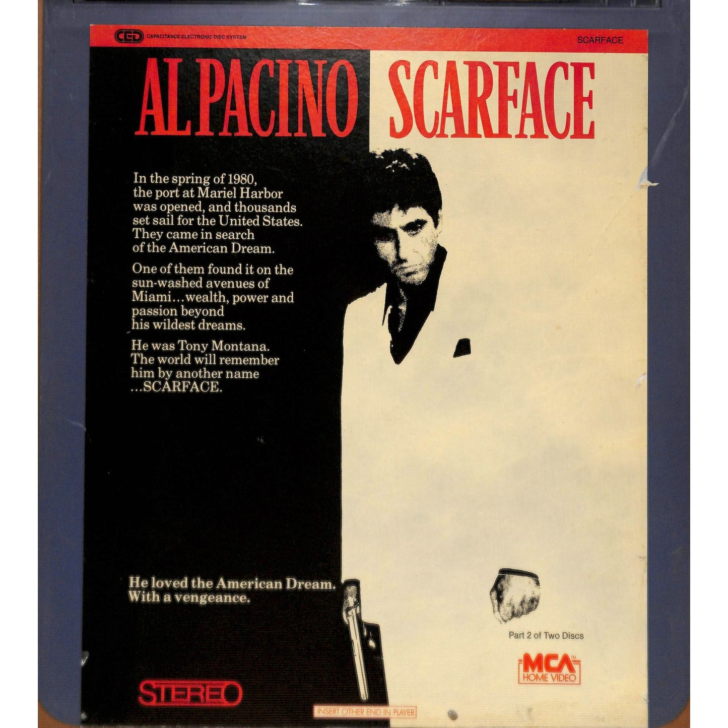 Scarface Part 1&2 (1983) Vintage CED RCA SelectaVision Videodisc TESTED WORKING