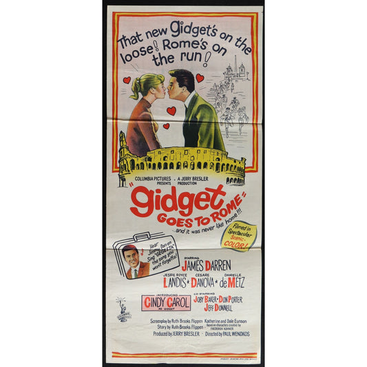 Gidget Goes to Rome (1963) Original Australian Daybill Movie Poster Folded 13x30