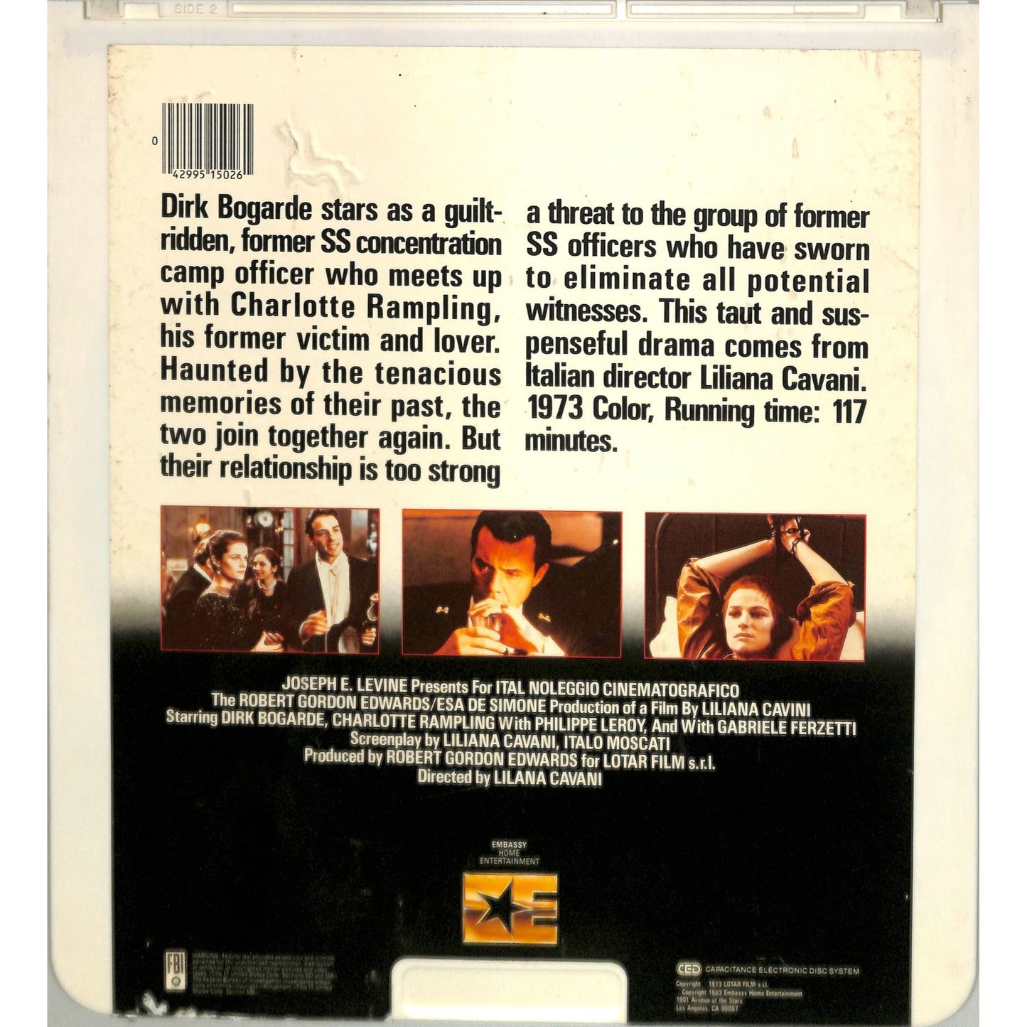 The Night Porter (1974) Vintage CED Videodisc