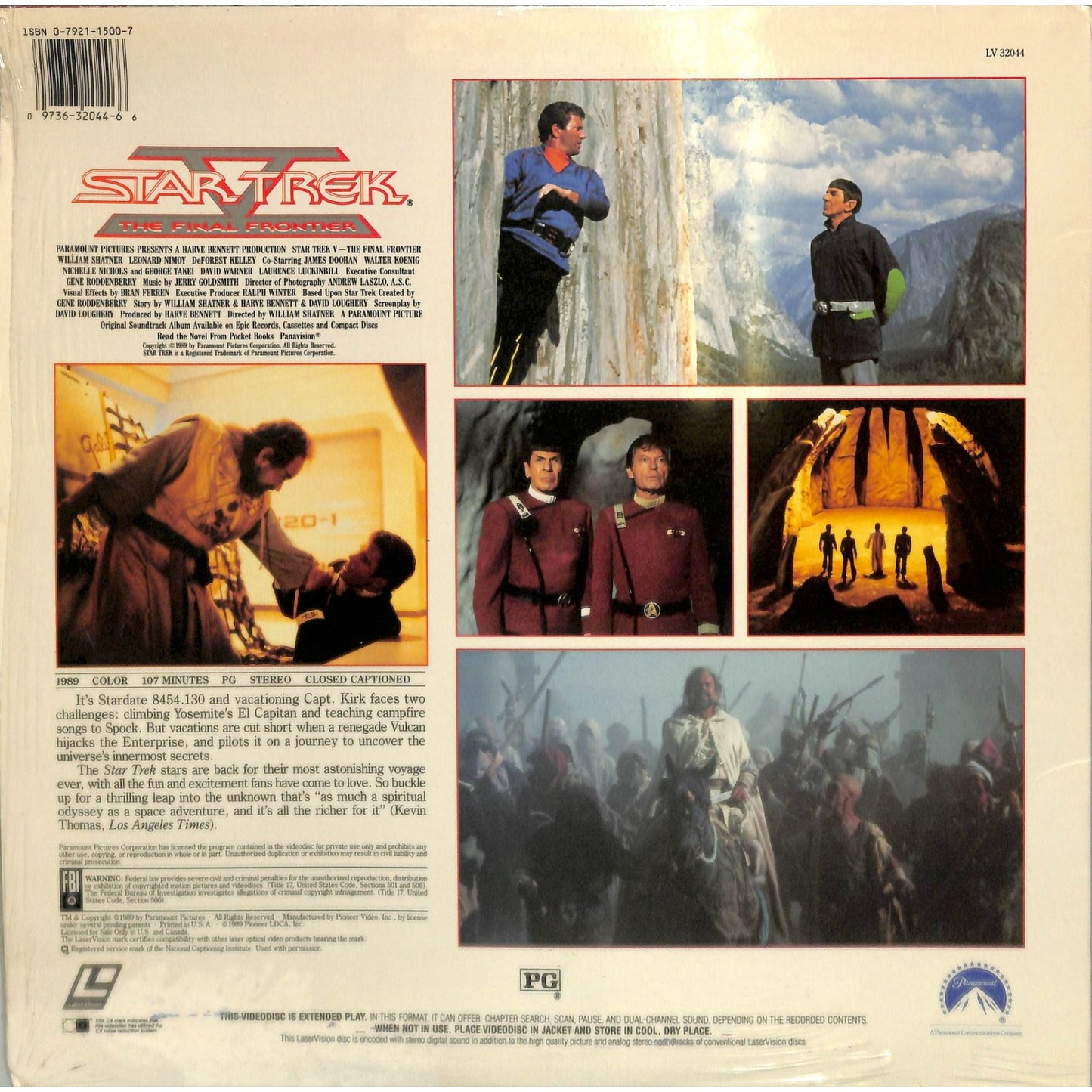 Star Trek V: The Final Frontier (1989) Laserdisc