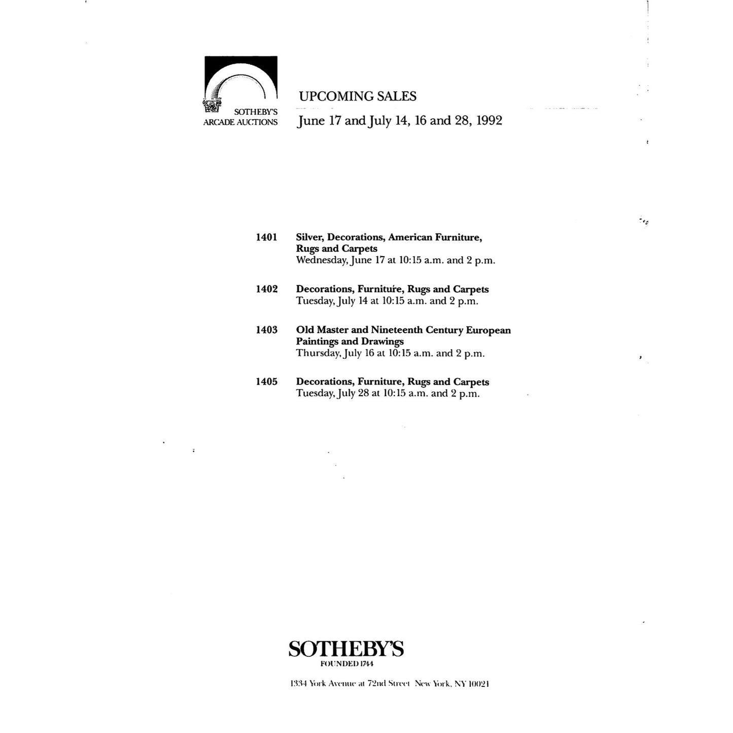 Sotheby's Contemporary Art Auction Catalog June 12, 1992