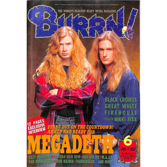 Burrn! Magazine Issue #6 June 1992 Megadeth Cover Heavy Metal Japan