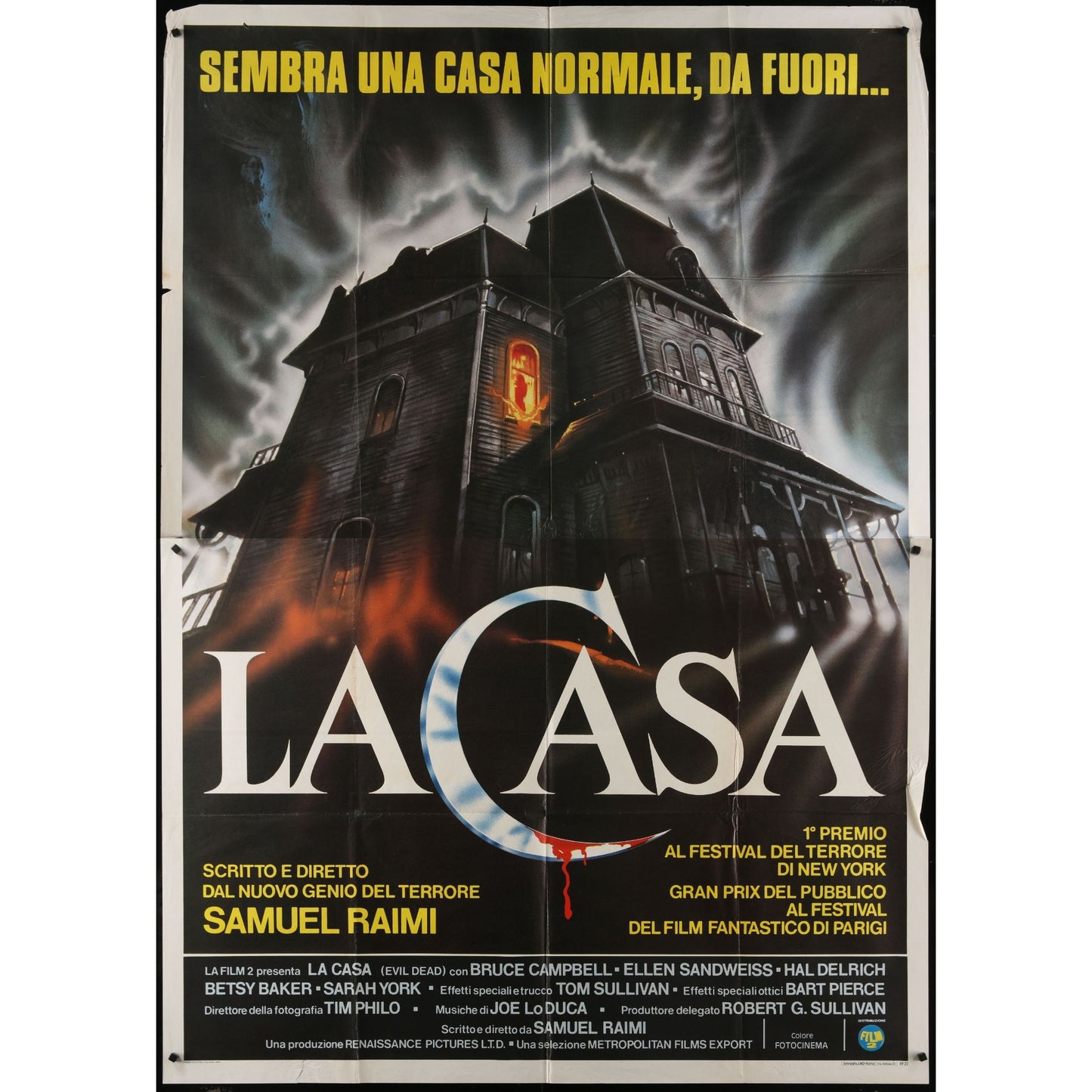 The Evil Dead (1981) Original Italian 2P Movie Poster Folded 55x78