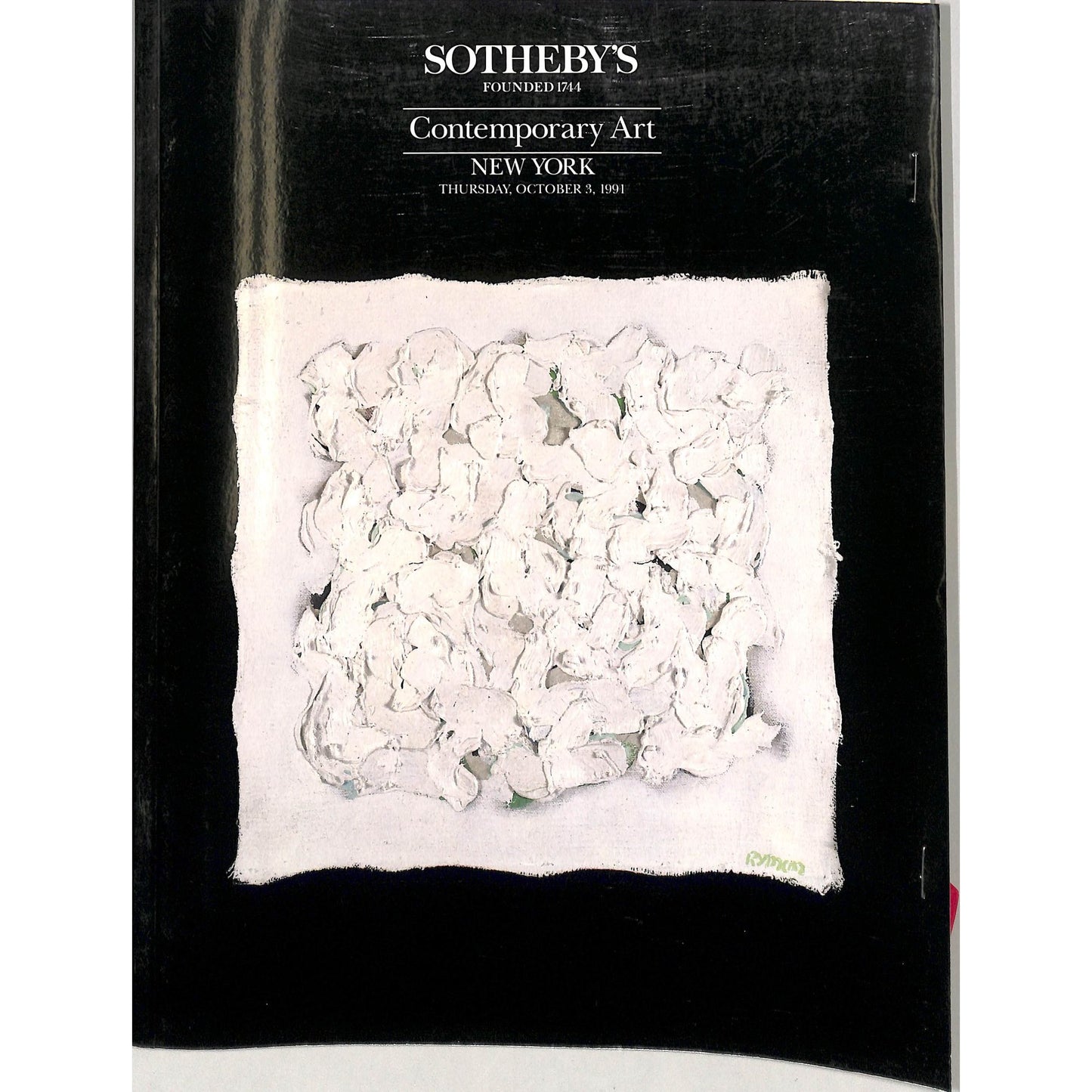 Sotheby's Contemporary Art Auction Catalog October 3, 1991